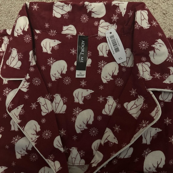 NWT | ADORE ME Women's Burgundy Pajama Top w Polar Bears XL - Picture 4 of 5
